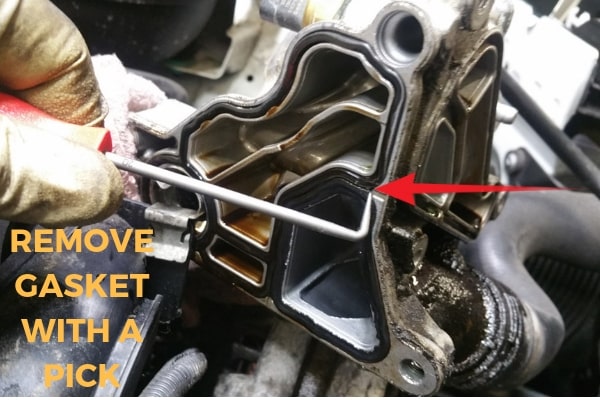REMOVE GASKET WITH A PICK